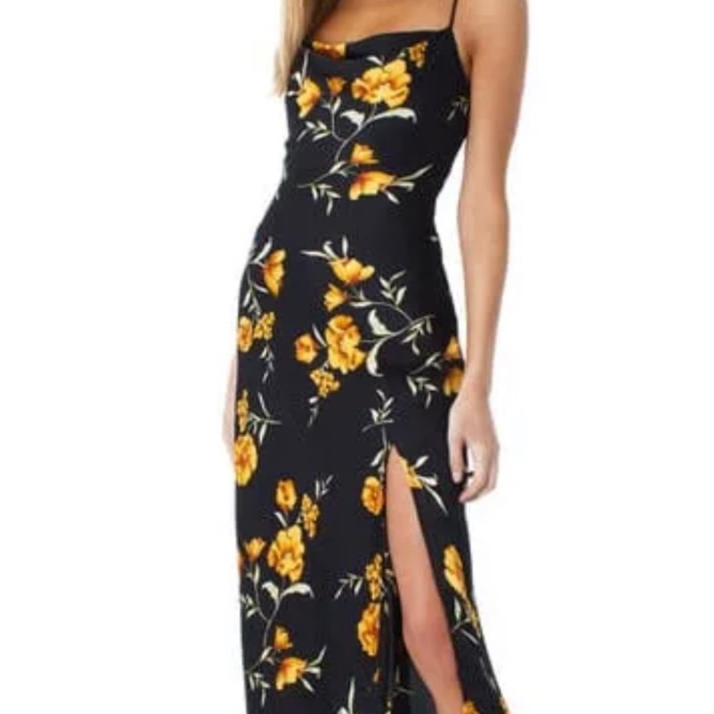 Astr Black and Yellow Floral Dress